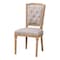 Baxton Studio Estelle Rustic French Country Weathered Oak Beige Fabric Button-tufted Upholstered Dining Chair 120-6672 - alternate 1